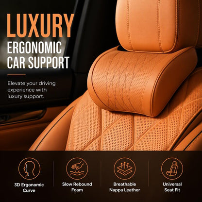 Universal Memory Foam Car Headrest Neck Pillow, Orange | Ergonomic Support Auto Neck Cushion for Long Road Trips