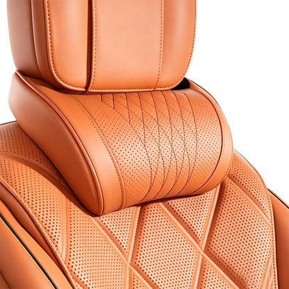 Universal Memory Foam Car Headrest Neck Pillow, Orange | Ergonomic Support Auto Neck Cushion for Long Road Trips